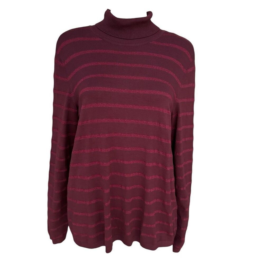 Chico’s Sparkle Stripe Ashlan Turtleneck Sweater Women’s Size 3 (XL) Christmas